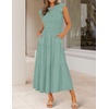 ZESICA Women’s 2026 Summer Casual Flutter Short Sleeve Smocked Midi Dress | Crew Neck, Elastic Waist, Tiered, Boho Flowy Dresses, Soft Lightweight Fabric, Beach Brunch Date Party(Sage)