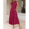 ZESICA Women’s 2026 Summer Casual Flutter Short Sleeve Smocked Midi Dress | Crew Neck, Elastic Waist, Tiered, Boho Flowy Dresses, Soft Lightweight Fabric, Beach Brunch Date Party(Plum)