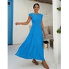 ZESICA Women’s 2026 Summer Casual Flutter Short Sleeve Smocked Midi Dress | Crew Neck, Elastic Waist, Tiered, Boho Flowy Dresses, Soft Lightweight Fabric, Beach Brunch Date Party(Cobalt Blue)