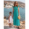 ZESICA Women’s 2026 Summer Casual Flutter Short Sleeve Smocked Midi Dress | Crew Neck, Elastic Waist, Tiered, Boho Flowy Dresses, Soft Lightweight Fabric, Beach Brunch Date Party(Peacock)