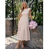 ZESICA Women’s 2026 Summer Casual Flutter Short Sleeve Smocked Midi Dress | Crew Neck, Elastic Waist, Tiered, Boho Flowy Dresses, Soft Lightweight Fabric, Beach Brunch Date Party(Apricot)