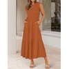 ZESICA Women’s 2026 Summer Casual Flutter Short Sleeve Smocked Midi Dress | Crew Neck, Elastic Waist, Tiered, Boho Flowy Dresses, Soft Lightweight Fabric, Beach Brunch Date Party(Orange)