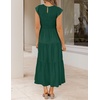 ZESICA Women’s 2026 Summer Casual Flutter Short Sleeve Smocked Midi Dress | Crew Neck, Elastic Waist, Tiered, Boho Flowy Dresses, Soft Lightweight Fabric, Beach Brunch Date Party(Dark Green)