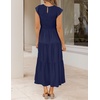 ZESICA Women’s 2026 Summer Casual Flutter Short Sleeve Smocked Midi Dress | Crew Neck, Elastic Waist, Tiered, Boho Flowy Dresses, Soft Lightweight Fabric, Beach Brunch Date Party(Royal Blue)