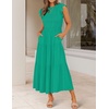 ZESICA Women’s 2026 Summer Casual Flutter Short Sleeve Smocked Midi Dress | Crew Neck, Elastic Waist, Tiered, Boho Flowy Dresses, Soft Lightweight Fabric, Beach Brunch Date Party(Green)