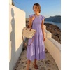 ZESICA Women’s 2026 Summer Casual Flutter Short Sleeve Smocked Midi Dress | Crew Neck, Elastic Waist, Tiered, Boho Flowy Dresses, Soft Lightweight Fabric, Beach Brunch Date Party(Violet)