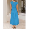 ZESICA Women’s 2026 Summer Casual Flutter Short Sleeve Smocked Midi Dress | Crew Neck, Elastic Waist, Tiered, Boho Flowy Dresses, Soft Lightweight Fabric, Beach Brunch Date Party(Cobalt Blue)