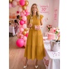 ZESICA Women’s 2026 Summer Casual Flutter Short Sleeve Smocked Midi Dress | Crew Neck, Elastic Waist, Tiered, Boho Flowy Dresses, Soft Lightweight Fabric, Beach Brunch Date Party(Ginger)