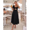 ZESICA Womens Summer Casual Cutout Flowy Vacation Maxi Dress | Short Puff Sleeve, A Line, Smocked Dress, Beach Party Dresses, Spring Summer Wedding Guest Long Dress(Black)