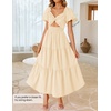 ZESICA Womens Summer Casual Cutout Flowy Vacation Maxi Dress | Short Puff Sleeve, A Line, Smocked Dress, Beach Party Dresses, Spring Summer Wedding Guest Long Dress(Apricot)