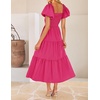 ZESICA Womens Summer Casual Cutout Flowy Vacation Maxi Dress | Short Puff Sleeve, A Line, Smocked Dress, Beach Party Dresses, Spring Summer Wedding Guest Long Dress(Rose)