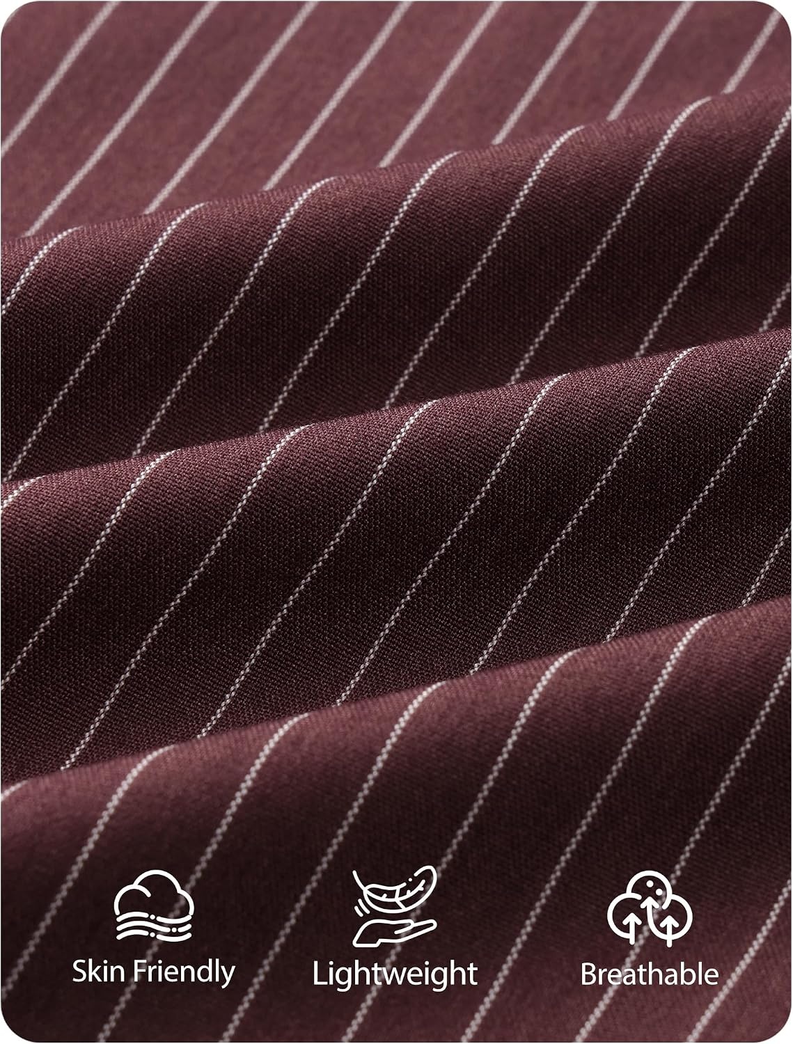 image:imageZESICA Womens Wide Leg Striped Business Work Palazzo Pants High Waist Button Down Side Pockets 2026 Straight Long Pant Dressy Office Slacks Work Trousers Early Fall FashionRedbrown
