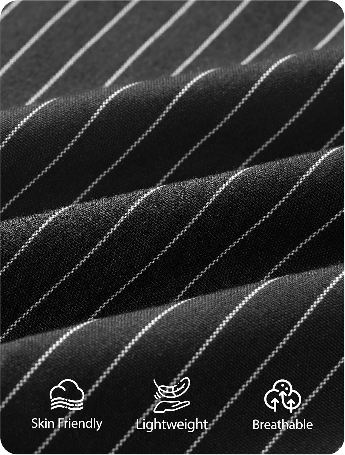 image:imageZESICA Womens Wide Leg Striped Business Work Palazzo Pants High Waist Button Down Side Pockets 2026 Straight Long Pant Dressy Office Slacks Work Trousers Early Fall FashionBlack