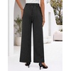 ZESICA Women’s Wide Leg Striped Business Work Palazzo Pants | High Waist, Button Down, Side Pockets, 2026 Straight Long Pant, Dressy Office Slacks, Work Trousers, Early Fall Fashion(Black)