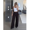ZESICA Women’s Wide Leg Striped Business Work Palazzo Pants | High Waist, Button Down, Side Pockets, 2026 Straight Long Pant, Dressy Office Slacks, Work Trousers, Early Fall Fashion(Blackred)