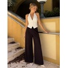 ZESICA Women’s Wide Leg Striped Business Work Palazzo Pants | High Waist, Button Down, Side Pockets, 2026 Straight Long Pant, Dressy Office Slacks, Work Trousers, Early Fall Fashion(Blackred)