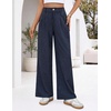 ZESICA Women’s Wide Leg Striped Business Work Palazzo Pants | High Waist, Button Down, Side Pockets, 2026 Straight Long Pant, Dressy Office Slacks, Work Trousers, Early Fall Fashion(Navy)