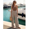 ZESICA Women’s Wide Leg Striped Business Work Palazzo Pants | High Waist, Button Down, Side Pockets, 2026 Straight Long Pant, Dressy Office Slacks, Work Trousers, Early Fall Fashion(Khaki)
