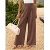 ZESICA Women’s Wide Leg Striped Business Work Palazzo Pants | High Waist, Button Down, Side Pockets, 2026 Straight Long Pant, Dressy Office Slacks, Work Trousers, Early Fall Fashion(Brown)