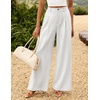 ZESICA Women’s Wide Leg Striped Business Work Palazzo Pants | High Waist, Button Down, Side Pockets, 2026 Straight Long Pant, Dressy Office Slacks, Work Trousers, Early Fall Fashion(White)