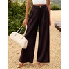 ZESICA Women’s Wide Leg Striped Business Work Palazzo Pants | High Waist, Button Down, Side Pockets, 2026 Straight Long Pant, Dressy Office Slacks, Work Trousers, Early Fall Fashion(Blackred)