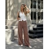 ZESICA Women’s Wide Leg Striped Business Work Palazzo Pants | High Waist, Button Down, Side Pockets, 2026 Straight Long Pant, Dressy Office Slacks, Work Trousers, Early Fall Fashion(Brown)