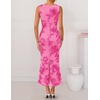 ZESICA Women’s Floral Mesh Slit Bodycon Wedding Guest Cocktail Midi Dress | 2026 Summer Sleeveless Semi Formal Party Elegant Bridal Shower Bridesmaid Sexy Prom Beach Vacation Birthday Dresses(Rose)