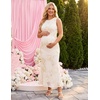 ZESICA Women’s Floral Mesh Slit Bodycon Wedding Guest Cocktail Midi Dress | 2026 Summer Sleeveless Semi Formal Party Elegant Bridal Shower Bridesmaid Sexy Prom Beach Vacation Birthday Dresses(Apricot)