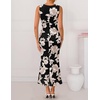 ZESICA Women’s Floral Mesh Slit Bodycon Wedding Guest Cocktail Midi Dress | 2026 Summer Sleeveless Semi Formal Party Elegant Bridal Shower Bridesmaid Sexy Prom Beach Vacation Birthday Dresses(Black)