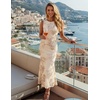 ZESICA Women’s Floral Mesh Slit Bodycon Wedding Guest Cocktail Midi Dress | 2026 Summer Sleeveless Semi Formal Party Elegant Bridal Shower Bridesmaid Sexy Prom Beach Vacation Birthday Dresses(Almond)