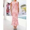ZESICA Women’s Floral Mesh Slit Bodycon Wedding Guest Cocktail Midi Dress | 2026 Summer Sleeveless Semi Formal Party Elegant Bridal Shower Bridesmaid Sexy Prom Beach Vacation Birthday Dresses(Pink)