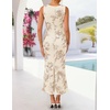 ZESICA Women’s Floral Mesh Slit Bodycon Wedding Guest Cocktail Midi Dress | 2026 Summer Sleeveless Semi Formal Party Elegant Bridal Shower Bridesmaid Sexy Prom Beach Vacation Birthday Dresses(Almond)