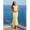 ZESICA Women’s Floral Mesh Slit Bodycon Wedding Guest Cocktail Midi Dress | 2026 Summer Sleeveless Semi Formal Party Elegant Bridal Shower Bridesmaid Sexy Prom Beach Vacation Birthday Dresses(Yellow)