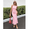 ZESICA Women’s Floral Mesh Slit Bodycon Wedding Guest Cocktail Midi Dress | 2026 Summer Sleeveless Semi Formal Party Elegant Bridal Shower Bridesmaid Sexy Prom Beach Vacation Birthday Dresses(Lightpink)
