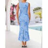 ZESICA Women’s Floral Mesh Slit Bodycon Wedding Guest Cocktail Midi Dress | 2026 Summer Sleeveless Semi Formal Party Elegant Bridal Shower Bridesmaid Sexy Prom Beach Vacation Birthday Dresses(Blue)