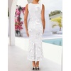 ZESICA Women’s Floral Mesh Slit Bodycon Wedding Guest Cocktail Midi Dress | 2026 Summer Sleeveless Semi Formal Party Elegant Bridal Shower Bridesmaid Sexy Prom Beach Vacation Birthday Dresses(White)