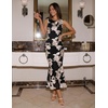ZESICA Women’s Floral Mesh Slit Bodycon Wedding Guest Cocktail Midi Dress | 2026 Summer Sleeveless Semi Formal Party Elegant Bridal Shower Bridesmaid Sexy Prom Beach Vacation Birthday Dresses(Black)