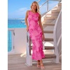 ZESICA Women’s Floral Mesh Slit Bodycon Wedding Guest Cocktail Midi Dress | 2026 Summer Sleeveless Semi Formal Party Elegant Bridal Shower Bridesmaid Sexy Prom Beach Vacation Birthday Dresses(Rose)