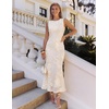 ZESICA Women’s Floral Mesh Slit Bodycon Wedding Guest Cocktail Midi Dress | 2026 Summer Sleeveless Semi Formal Party Elegant Bridal Shower Bridesmaid Sexy Prom Beach Vacation Birthday Dresses(Apricot)
