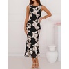 ZESICA Women’s Floral Mesh Slit Bodycon Wedding Guest Cocktail Midi Dress | 2026 Summer Sleeveless Semi Formal Party Elegant Bridal Shower Bridesmaid Sexy Prom Beach Vacation Birthday Dresses(Black)