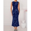 ZESICA Women’s Floral Mesh Slit Bodycon Wedding Guest Cocktail Midi Dress | 2026 Summer Sleeveless Semi Formal Party Elegant Bridal Shower Bridesmaid Sexy Prom Beach Vacation Birthday Dresses(Navy)