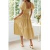 ZESICA Women’s Summer Boho Gingham Puff Sleeve Square Neck Beach Midi Dress | 2026 Casual Bohemian Flowy, Swing A Line, Vintage, Baby Shower Cottagecore Maternity Plaid Tea Party Dresses(Ginger)