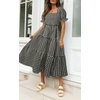 ZESICA Women’s Summer Boho Gingham Puff Sleeve Square Neck Beach Midi Dress | 2026 Casual Bohemian Flowy, Swing A Line, Vintage, Baby Shower Cottagecore Maternity Plaid Tea Party Dresses(Black)