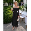 ZESICA Womens 2026 Fall Floral Wedding Guest Off the Shoulder Maxi Dresses | Long Sleeve, Soft Mesh Fabric Lined, A Line Flowy, High Waisted, Wedding Guest, Cocktail Party, Formal Elegant, Long Dress(Black)