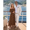 ZESICA Womens 2026 Fall Floral Wedding Guest Off the Shoulder Maxi Dresses | Long Sleeve, Soft Mesh Fabric Lined, A Line Flowy, High Waisted, Wedding Guest, Cocktail Party, Formal Elegant, Long Dress(Brown)