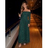 ZESICA Womens 2026 Fall Floral Wedding Guest Off the Shoulder Maxi Dresses | Long Sleeve, Soft Mesh Fabric Lined, A Line Flowy, High Waisted, Wedding Guest, Cocktail Party, Formal Elegant, Long Dress(Green)