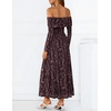 ZESICA Womens 2026 Fall Floral Wedding Guest Off the Shoulder Maxi Dresses | Long Sleeve, Soft Mesh Fabric Lined, A Line Flowy, High Waisted, Wedding Guest, Cocktail Party, Formal Elegant, Long Dress(Tanpurple)