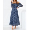 ZESICA Womens 2026 Fall Floral Wedding Guest Off the Shoulder Maxi Dresses | Long Sleeve, Soft Mesh Fabric Lined, A Line Flowy, High Waisted, Wedding Guest, Cocktail Party, Formal Elegant, Long Dress(Dustyblue)