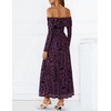 ZESICA Womens 2026 Fall Floral Wedding Guest Off the Shoulder Maxi Dresses | Long Sleeve, Soft Mesh Fabric Lined, A Line Flowy, High Waisted, Wedding Guest, Cocktail Party, Formal Elegant, Long Dress(Darkpurple)