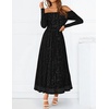 ZESICA Womens 2026 Fall Floral Wedding Guest Off the Shoulder Maxi Dresses | Long Sleeve, Soft Mesh Fabric Lined, A Line Flowy, High Waisted, Wedding Guest, Cocktail Party, Formal Elegant, Long Dress(Black)